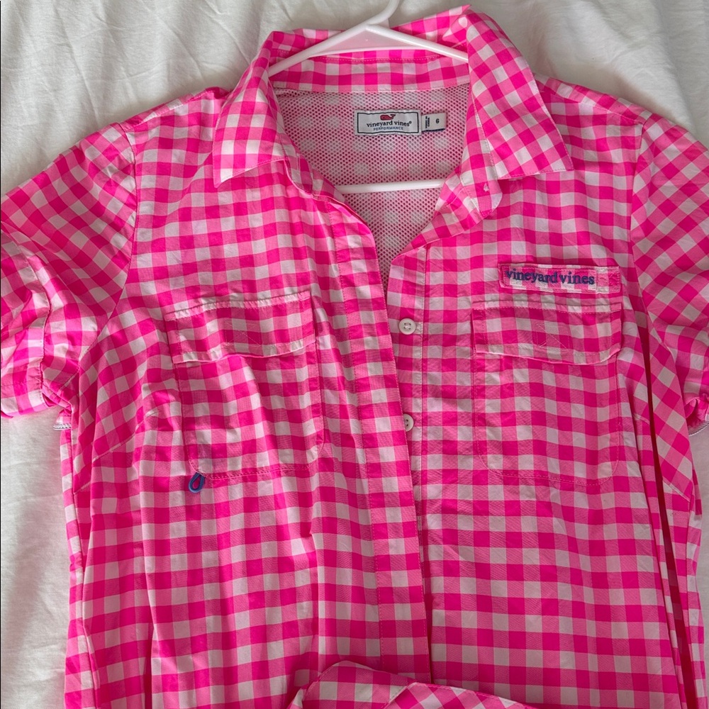 Vineyard Vines Pink Gingham Dress performance fabric - Picture 4 of 5